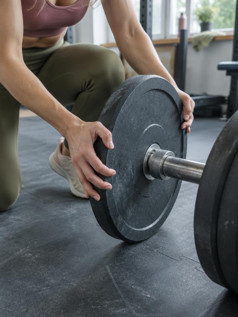Phe Ledwell, Personal trainer in Attleborough preparing a barbell for a strength session